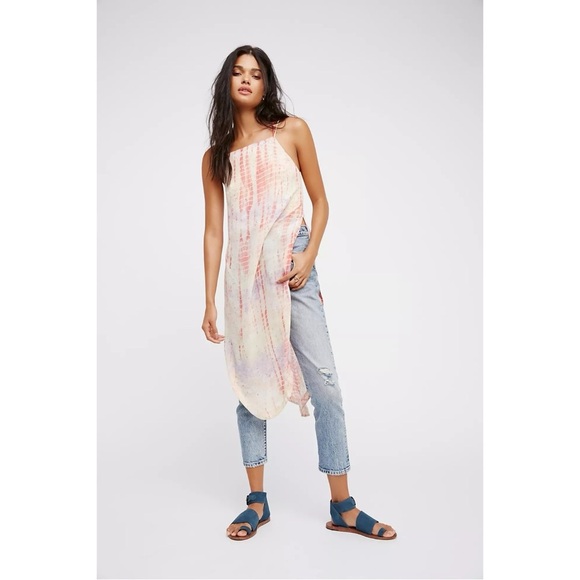 Free People Bohemian Beach Maxi Top Tie Dye Festival Fairy Spring Summer Small - Picture 12 of 15